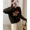 Suéter de Tricô Macio com Gola Redonda para Mulheres, Estilo Outono Novo, Top Casual Solto, Filial de Fábrica, Cachorro Vermelho Redutor de Idade