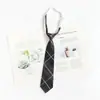 Corbata Gris para Mujer Estilo Japonés Rayas Cuadros Estilo Preppy Decoración de Corbata jk Retro Cremallera Estilo Camisa para Hombre No Necesita Atar