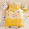Conjunto de Três Peças de Algodão Puro para Jardim de Infância Colcha para Soneca de Bebê Capa de Colcha 100% Algodão Para Começar a Escola Conjunto de Colcha Seis Peças