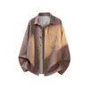 Camisa de Manga Larga para Hombre Estilo Old Money Engrosada, Imitación Lino Lyocell Tencel, Primavera y Otoño, Talla Grande, Cuello de Solapa, Top Chaqueta