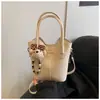 Bolso Cesta Casual Simple con Patrón de Lichi Retro, Bolso de Mano Versátil para el Día a Día, Bolso Cruzado Elegante para Oficinistas