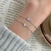 Pulseira Feminina de Zircônia com Diamantes Inteiros Prata de Lei s925 Estilo Coreano Luxo Leve High-end Pulseira Estrela Lua Borboleta Versátil