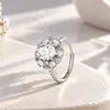 Transmissão ao vivo tráfego produto explosivo fonte rosa de milênio de oito pontas anel de água-marinha lapidada cravejado com diamante de alto carbono anel ajustável atacado