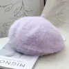 Boina Versátil de Color Sólido Mezclada con Pelo de Conejo para Mujer, Sombrero de Artista Versátil Casual de Invierno, Elegante y Cálido Sombrero de Calabaza