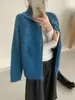 Ropa para Mujer de Nuevo Estilo Transfronteriza Otoño e Invierno Suave y Pegajosa Solapa Cremallera de Doble Cabezal Hilo Floral Suéter para Mujer Cardigan de Punto Adelgazante Moderno
