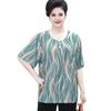 Camiseta de verano de cuello redondo para madre de mediana edad y anciana de 200 kg para mujer, especial para cuerpo de talla grande, camisa de manga corta de estilo extranjero para abuela de 50 años y 60 años