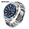 Reloj de Cuarzo para Hombre de Moda Popular Transmisión en Vivo Marca Sanda Casual y Versátil Tres Ojos Seis Agujas Luminoso Resistente al Agua Reloj para Hombre