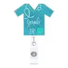 Camiseta Ropa Doctora Enfermera Estetoscopio Acrílico con Purpurina Hebilla de Tirar Fácil Giratoria Retráctil