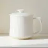 Caneca de Chá de Cerâmica Branca Pura Moji Caneca Pessoal para Escritório com Tampa Porcelana Branca Dehua Copo de Água Copo para Casa