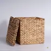 Caixa de Armazenamento Compartimento Palha de Jacinto d'Água Tecelagem Armazenamento Artesanal Tecido Organização de Mesa Caixa de Armazenamento Cesta de Armazenamento Dobrável