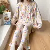 2026 Nuevo Set de Pijama de Algodón y Seda de Alta Gama para Mujer Primavera Verano Holgado Tallas Grandes Ropa de Casa Se Puede Usar Afuera Anti-Exposición