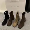 Botines Delgados de Tacón Alto y Punta Cuadrada para Mujer, Otoño e Invierno 2024, Botines de Tobillo Estilo Coreano con Forro de Felpa, Botas Martin