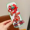 Grampo de Cabelo Laço Vermelho Fofo de Ano Novo para Crianças Meninas Flor Desenho Animado Presilha Lateral Bebê Presilha Bico de Pato de Ano Novo Acessório de Cabeça