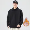 Camisa polo masculina de peso pesado estilo americano, nova coleção outono/inverno 2026, camisa polo de manga comprida moderna com corte solto, base de cor sólida