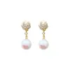 Pendientes Retro de Camelia Francesa con Perlas para Mujer, Gama Alta, Delicados y Versátiles, Pendientes de Celebridad, Nueva Joyería para Orejas 2025