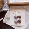 Pinza para el pelo de otoño e invierno para niños con botón de cuadros en forma de corazón, pasador de pentagrama de lana, pinza lateral para flequillo para niñas pequeñas