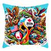 Funda de Almohada de Dibujos Animados Impresa Copa Mundial EE. UU.-Canadá-México Color Fútbol Oficina Almohada Cojín Cubierta Hogar