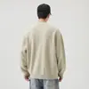 Suéter Henley de peso pesado estilo americano para homens, com corte relaxed, tecido de malha quente, mangas compridas soltas e casuais, e um design moderno