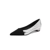 Sapatos de Salto Baixo com Blocos de Cor Estilo Chanel para Mulheres, Primavera/Verão 2026, Salto Bloco, Salto Baixo Fashion, Bico Fino Elegante para Trabalho