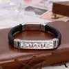 Nuevo Pulsera de Cuero Trenzado Negro con Seis Caracteres Mantra Punk Retro Europeo y Americano Accesorios Personalizados para Hombres
