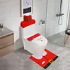 Conjunto de Três Peças para Banheiro de Natal Papai Noel Capa para Vaso Sanitário Tapete de Chão Caixa de Lenços Decorações de Banheiro de Natal