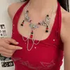 Collar de Murciélago con Borla Estilo Oscuro Industria Pesada para Mujeres, Accesorio Creativo Exagerado para Hombres y Mujeres, Joyería de Cadena para Clavícula con Colgante Personalizado para Mujeres