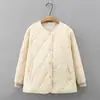 Chaqueta de Algodón Otoño/Invierno 2025 Talla Grande para Mujer Cuello Redondo Simple Versátil Camisa Casual para Mujeres de Talla Grande Ligero Abrigo de Algodón 740