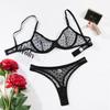 Suministro transfronterizo de AliExpress: sujetador sexy con puntos ondulados, tanga, ropa interior sexy, traje ultrafino, perspectiva de pechos grandes, muestra pequeños