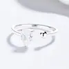 Anillo de Zirconia con Diamante de Gota de Agua para Mujer Anillo Abierto de Plata 925 Anillo de Nicho de Alta Gama Joyería de Mano Elegante Coreana Ins