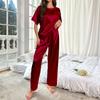 Nuevo Conjunto de Pijama para Mujer Más Vendido, Color Sólido, Pijama Suave y Cómodo para Mujer con Pantalón de Pijama, Conjunto de Dos Piezas, Talla Estándar Europea