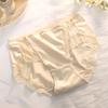 Ropa interior de satén con encaje cómoda de talle medio para mujer pura sexy moño transpirable amigable con la piel calzones de talla grande