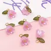 Cuentas de orquídea de lirio de color acrílico bañadas en oro hechas a mano, collares, pulseras y accesorios de ropa caseros, fabricantes al por mayor
