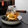 Tetera de vidrio con asa lateral, tetera eléctrica de cerámica, tetera resistente a altas temperaturas, mango de madera, tetera individual con filtro, juego de té kung fu