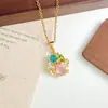 Collar Transfronterizo Nuevo Estilo Flor Mariposa Microincrustado Circonita Verano Pequeño Fresco Acero de Titanio Collar de Moda Cadena para Clavícula Ins