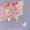 Jardín de Primavera ~ Pendientes Nuevos de Borla de Flores de Primavera y Verano Clavos de Oreja Dulces Pequeños Frescos Elegantes Pendientes Blancos