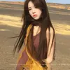 Bufanda Chal de Seda Color Amarillo-Café para Viajes al Desierto del Noroeste, Estilo Dulce y Fresco, Bufanda Plisada Versátil, Calentador de Cuello de Personalidad de Nicho, Producto Nuevo