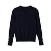 Comercio Exterior Ropa de Mujer 2026 Moda Europea y Americana Casual Simple Cuello Redondo Decoración de Botones Manga Larga Tejidos de Punto Mujer G866930