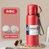 Copo Térmico Outdoor de Grande Capacidade com Tampa Dupla para Homens e Mulheres, Chaleira com Separação de Chá e Água, Copo de Água Portátil de Aço Inoxidável, Aço Inoxidável 316