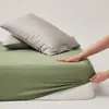 Estilo Hotel~Lençol de Elástico 100% Algodão com 100 Peças, Protetor de Colchão Simples de Cor Sólida, Cobertura de Cama à Prova de Poeira com Cobertura Total