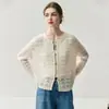 Caxemira Gola Redonda Personalizado Espessado Roupa Exterior Outono e Inverno Novo Cardigã Sete Pinos Feminino Longo Seda Recortado Mesclado Branco