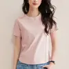 Top Básico de Color Sólido con Cuello Redondo para Mujer, Estilo Casual Diario, Manga Corta, Nuevo Estilo Primavera/Verano 2026, Talla Pequeña