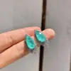 Huabi Joyería Aretes de Vidrio Azul Simulados Set de Joyería de Collar Clavijas 8*16 Colgante 15*25 Mayoreo