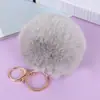 Llavero de Bola de Pelo de Conejo Rex Sintético de 8 cm Adorno Creativo para Coche Llavero Colgante de Bolsa Rellena de Pelo Sintético Regalo