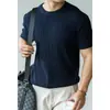 Camiseta de Malha Respirável Absorvente de Umidade Manga Curta Masculina Verão 2025 Tridimensional Slim-fit Top Casual para o Trabalho