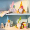 Figura Decorativa Fofa com Tema de Hong Kong e Flores Pequenas, Boneca Gnomo de Pelúcia, Figura de Velho Sem Rosto Rudolph