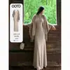 Vestido de tricô personalizado, look casual maduro estilo sal e pimenta, vestido com peça sobreposta tipo xale para outono, novo vestido longo 2026 para outono