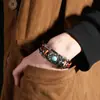 Pulsera Creativa de Moda para Hombre Pulsera Bohemio de Aleación Turquesa Diseño de Nicho Pulsera Retro