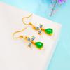 Brinco Pendente de Borla Ouro 18K Imitação Luxo Leve Ágata Calcedônia Imitação Joias para Idosos Brincos Simples de Ouro de Areia Vietnamita para Mulheres