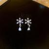 Pendientes de plata con forma de copo de nieve y diamantes, con borlas de perlas y árbol de Navidad, de lujo y ligeros, a la moda.
