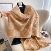 Bufanda de cachemira a cuadros retro para mujer, bufanda gruesa de invierno de doble cara para estudiante, chal para aire acondicionado, prenda exterior de moda